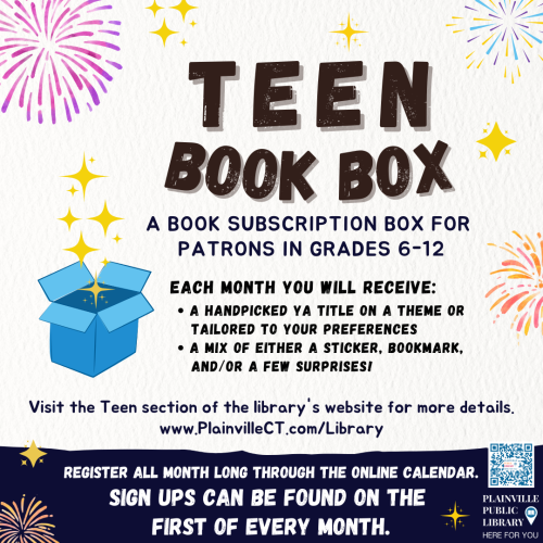 Teen Book Boxes. Grades 6-12. Sign up all month long. Registration can be found on the 1st of every month. 